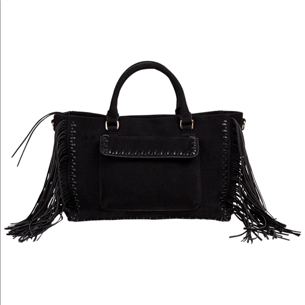Black vegan leather handbag